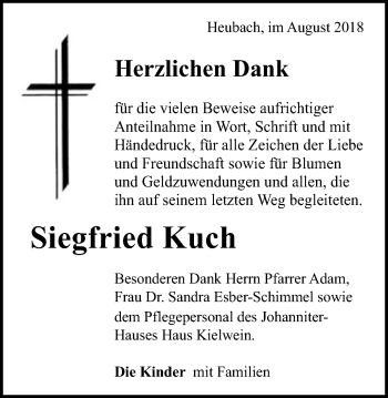 Traueranzeige von Siegfried Kuch von Gmünder Tagespost