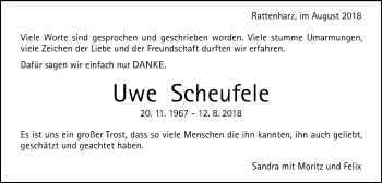 Traueranzeige von Uwe Scheufele von Gmünder Tagespost