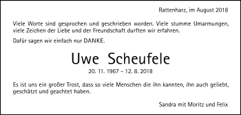 Traueranzeige von Uwe Scheufele