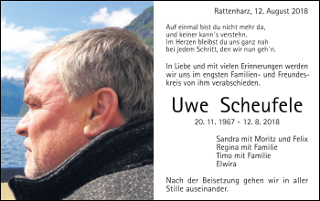 Traueranzeige von Uwe Scheufele