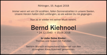 Traueranzeige von Bernd Kiehnoel von Schwäbische Post