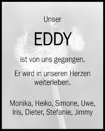 Traueranzeige von Eddy  von Schwäbische Post