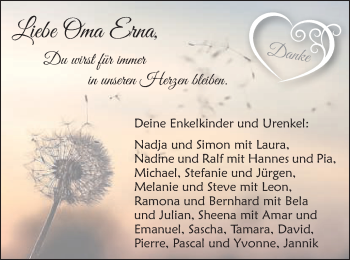 Traueranzeige von Erna  von Schwäbische Post