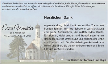 Traueranzeige von Erna Winkler von Schwäbische Post
