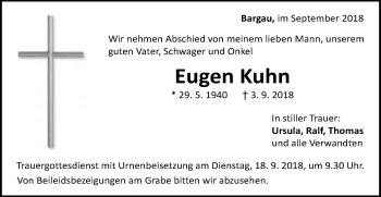 Traueranzeige von Eugen Kuhn von Gmünder Tagespost