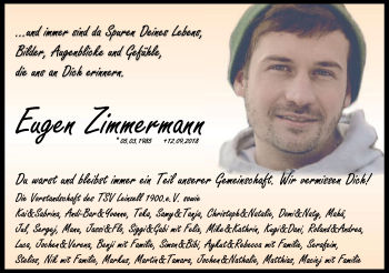 Traueranzeige von Eugen Zimmermann von Gmünder Tagespost