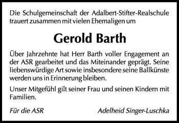 Traueranzeige von Gerold Barth von Gmünder Tagespost