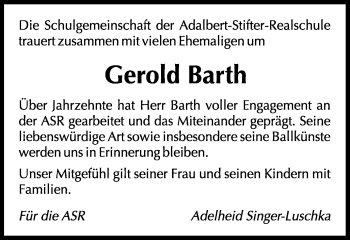 Traueranzeige von Gerold Barth