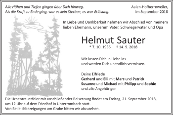 Traueranzeige von Helmut Sauter von Schwäbische Post