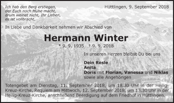 Traueranzeige von Hermann Winter von Schwäbische Post