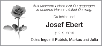 Traueranzeige von Josef Ebert von Schwäbische Post