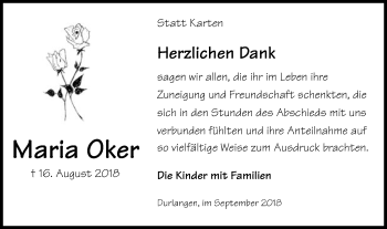 Traueranzeige von Maria Oker von Gmünder Tagespost