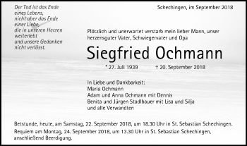 Traueranzeige von Siegfried Ochmann von Gmünder Tagespost