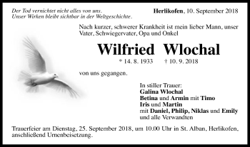 Traueranzeige von Wilfried Wlochal von Gmünder Tagespost