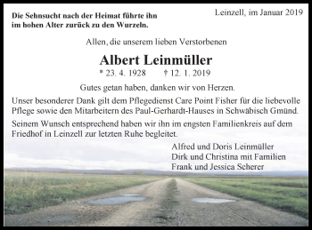 Traueranzeige von Albert Leinmüller