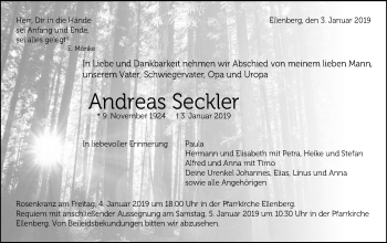 Traueranzeige von Andreas Seckler von Schwäbische Post