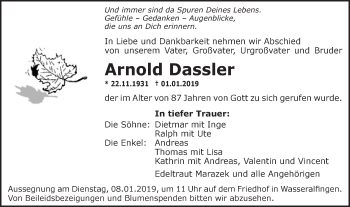 Traueranzeige von Arnold Dassler von Schwäbische Post