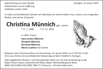Traueranzeige von Bernhard Münnich von Schwäbische Post