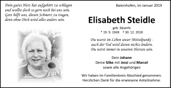 Traueranzeige von Elisabeth Steidle von Schwäbische Post