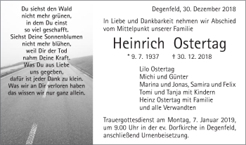 Traueranzeige von Heinrich Ostertag von Gmünder Tagespost