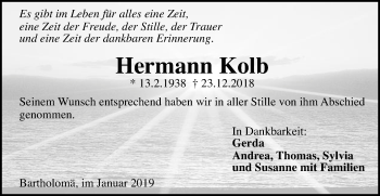 Traueranzeige von Hermann Kolb von Gmünder Tagespost