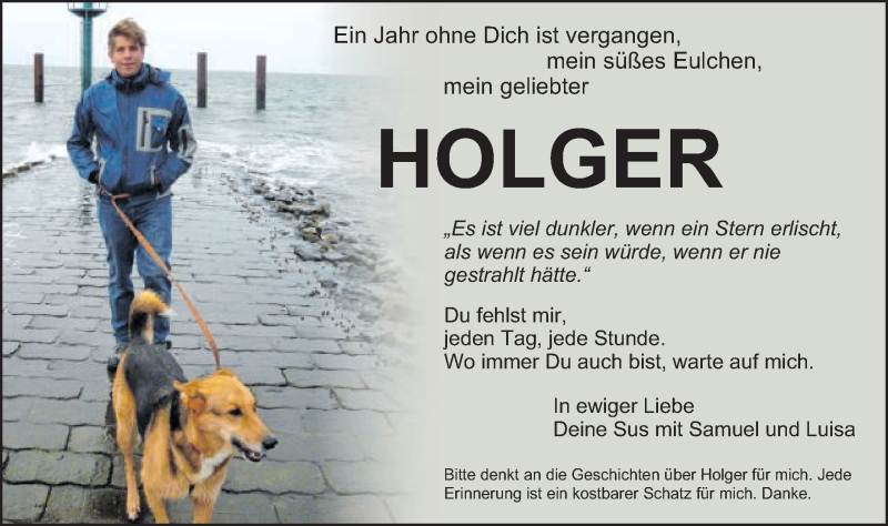  Traueranzeige für Holger Drechsel vom 17.01.2019 aus Schwäbische Post