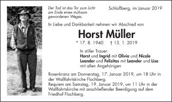 Traueranzeige von Horst Müller von Schwäbische Post