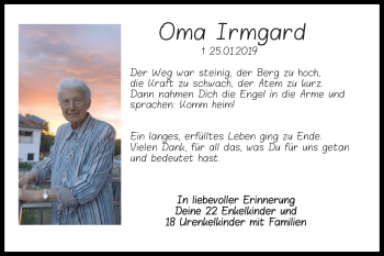 Traueranzeige von Irmgard Abele von Schwäbische Post