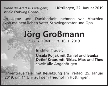 Traueranzeige von Jörg Großmann von Schwäbische Post