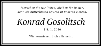 Traueranzeige von Konrad Gosolitsch von Schwäbische Post