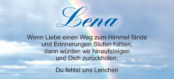 Traueranzeige von Lena  von Schwäbische Post