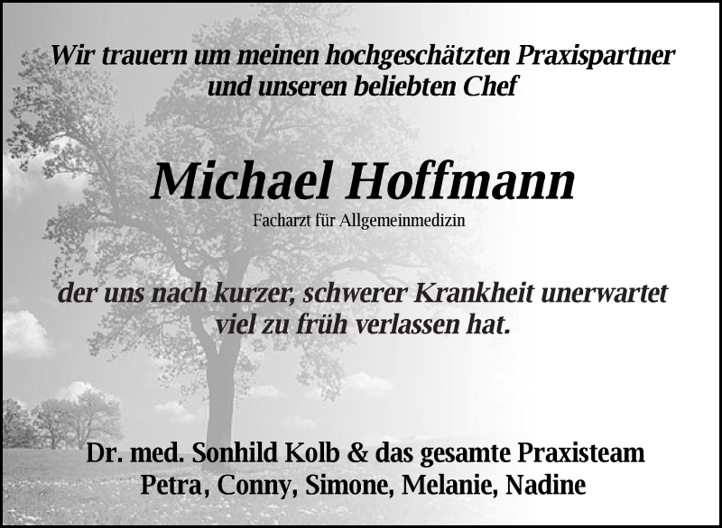  Traueranzeige für Michael Ulrich Hoffmann vom 29.01.2019 aus Schwäbische Post