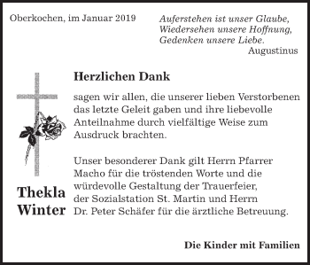Traueranzeige von Thekla Winter von Amtsblatt_Oko
