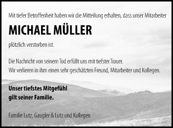 Traueranzeige von Michael Müller von SCHWÄBISCHE POST