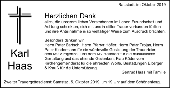 Traueranzeige von Bestattungen Haas von Schwäbische Post