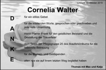 Traueranzeige von Cornelia Walter von Gmünder Tagespost