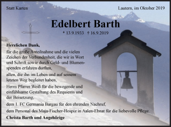 Traueranzeige von Edelbert Barth von Gmünder Tagespost