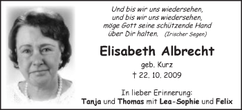 Traueranzeige von Elisabeth Albrecht von Schwäbische Post