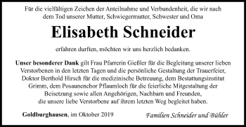 Traueranzeige von Elisabeth Schneider von Schwäbische Post