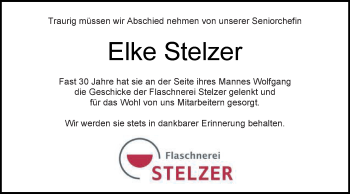 Traueranzeige von Elke Stelzer