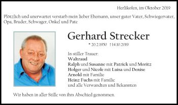 Traueranzeige von Gerhard Strecker von Gmünder Tagespost