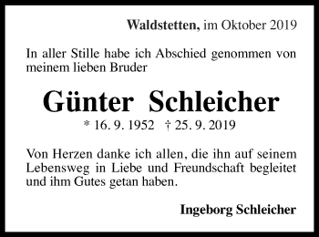 Traueranzeige von Günter Schleicher