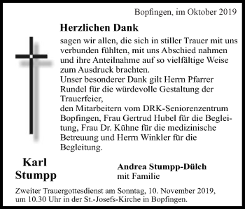 Traueranzeige von Karl Stumpp von Schwäbische Post