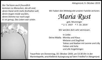 Traueranzeige von Maria Rust von Schwäbische Post