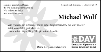 Traueranzeige von Michael Wolf von Gmünder Tagespost