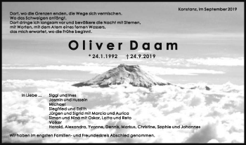 Traueranzeige von Oliver Daam von Gmünder Tagespost