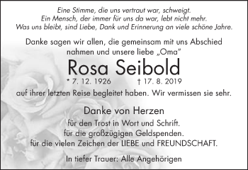 Traueranzeige von Rosa Seibold von Amtsblatt_Oko