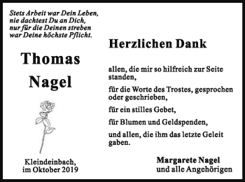 Traueranzeige von Thomas Nagel von Gmünder Tagespost