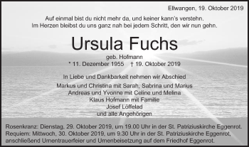 Traueranzeige von Ursula Fuchs