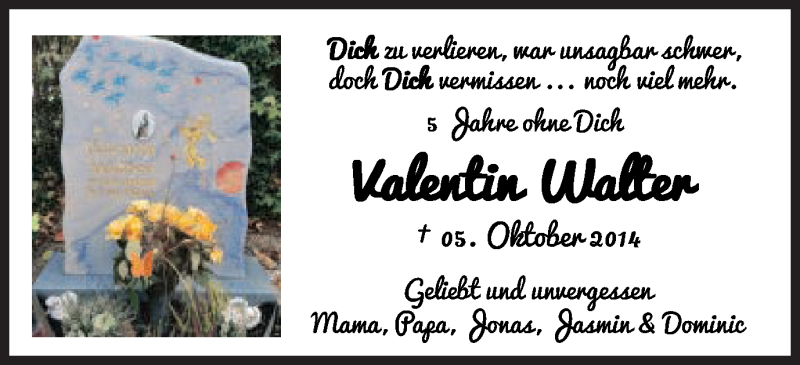  Traueranzeige für Valentin Walter vom 05.10.2019 aus Schwäbische Post